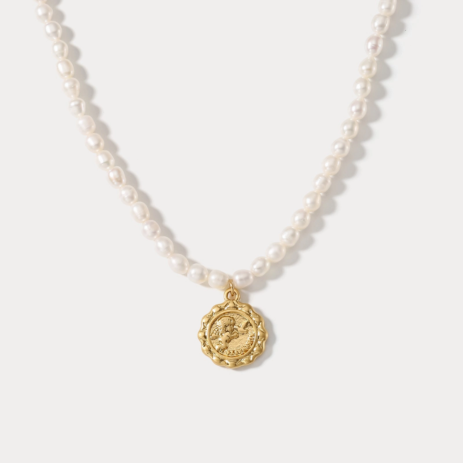 Effortless Piece Distinctive Design Cupid Pearl Necklace