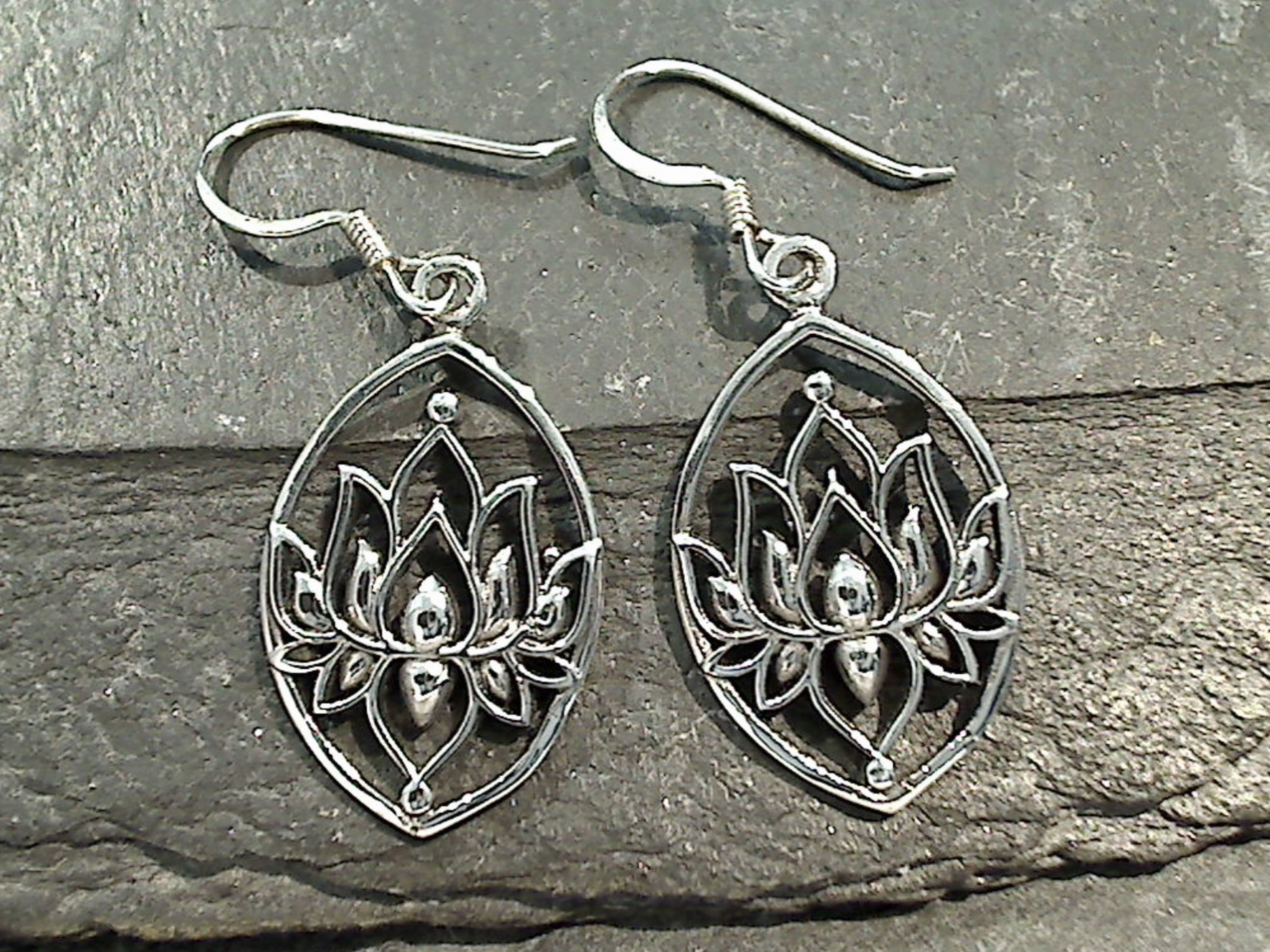 Pearlescent Jewelry Sterling Silver Lotus Earrings