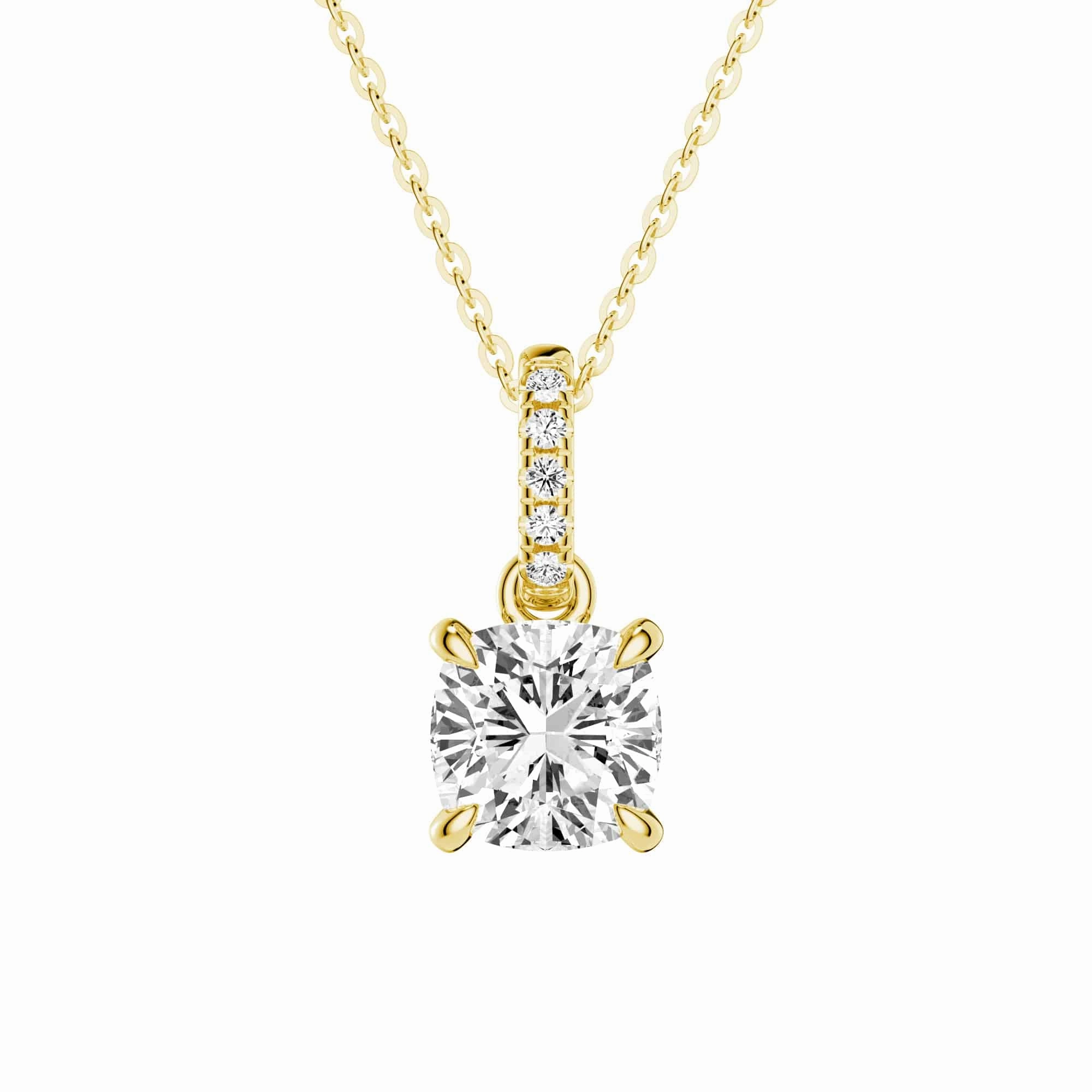 Chic Accessory Cushion Cut Moissanite Hidden Halo with Moissanite Bail Fashion Pendant Necklace
