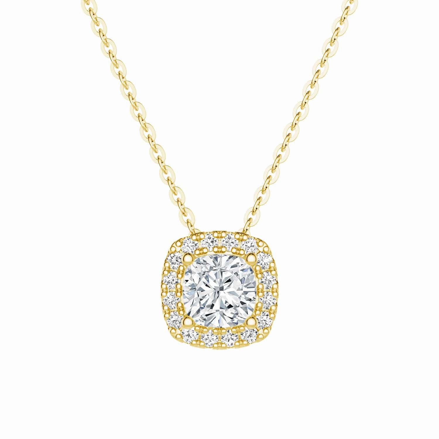 Luxury Radiance Cushion Cut Pav?? Moissanite Halo Pendant Necklace
