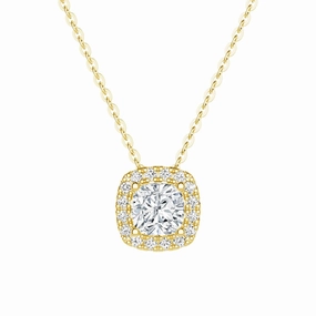 Luxury Radiance Cushion Cut Pav?? Moissanite Halo Pendant Necklace