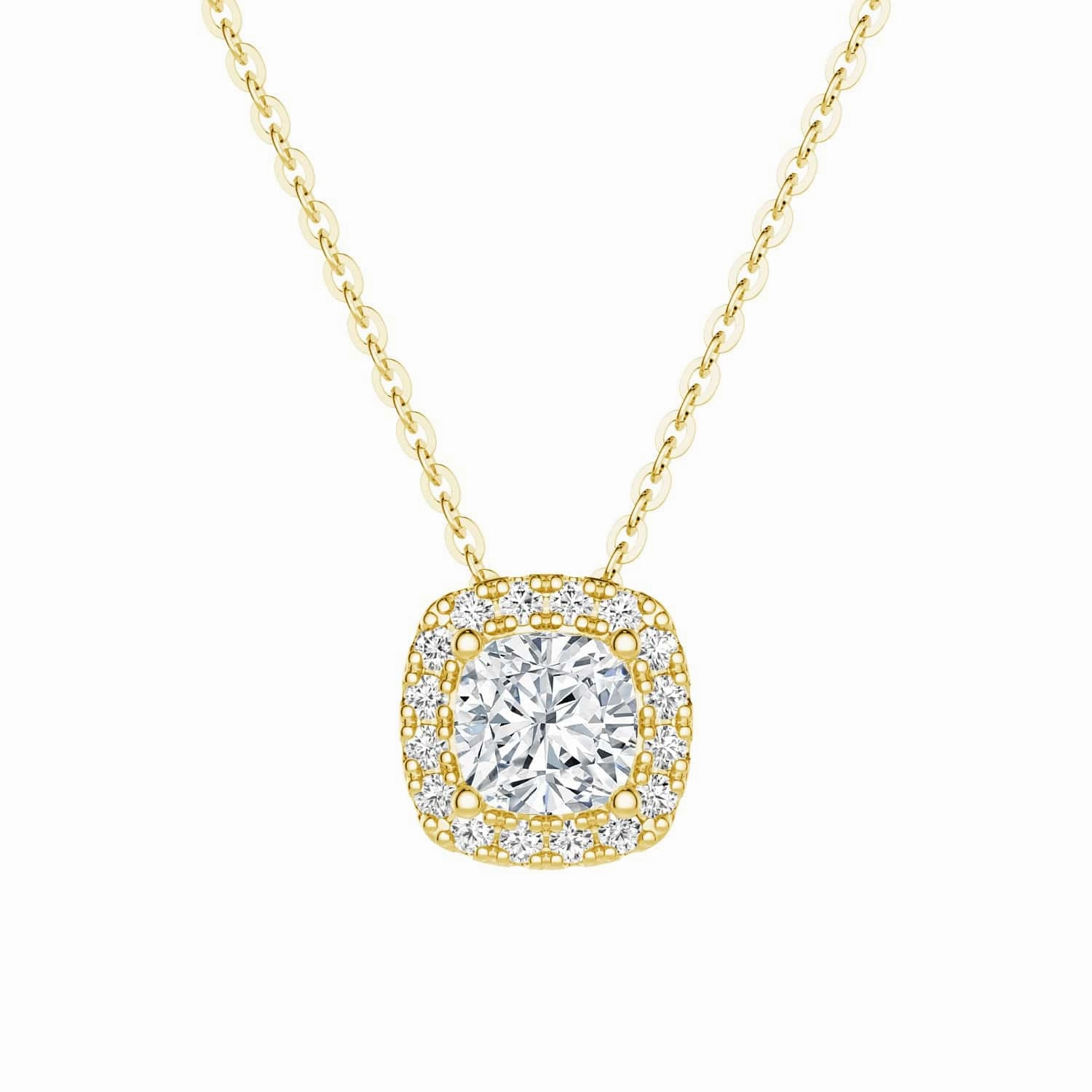 Cushion Cut Pav?? Moissanite Halo Pendant Necklace Distinctive Style Pieces True Touch