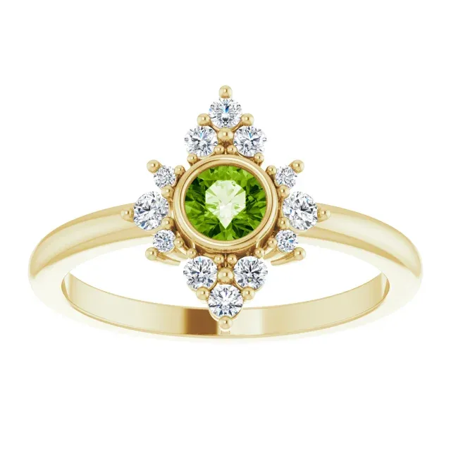 14K Yellow Peridot & 1/5 CTW Diamond Ring Urban Favorite Vintage Adornment