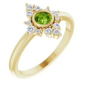 Gift For Him Durable Work 14K Yellow Peridot & 1/5 CTW Diamond Ring