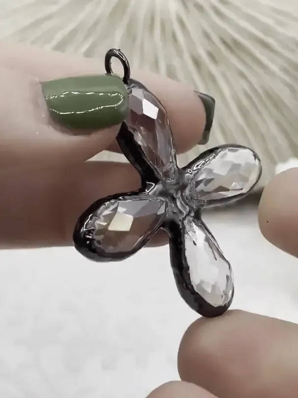 Sleek Highlight Wedding Moment Gunmetal Soldered Cross Shaped Crystal Pendants and charms. 2 Styles, Teal Crystal or Clear Crystal, 45mm x 45mm, 4mm Bale ID, Fast Shipping