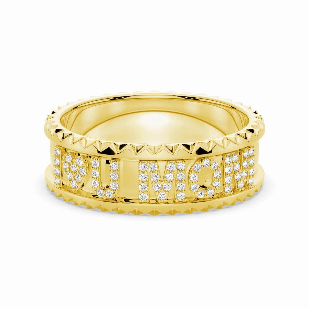 Custom Signature "I ? U MOM" Wedding Band Exquisite Jewelry Fashion Moment