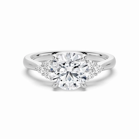 Round Moissanite Promise Ring with Tapered Side Accents Finishing Touch Crisp Finish
