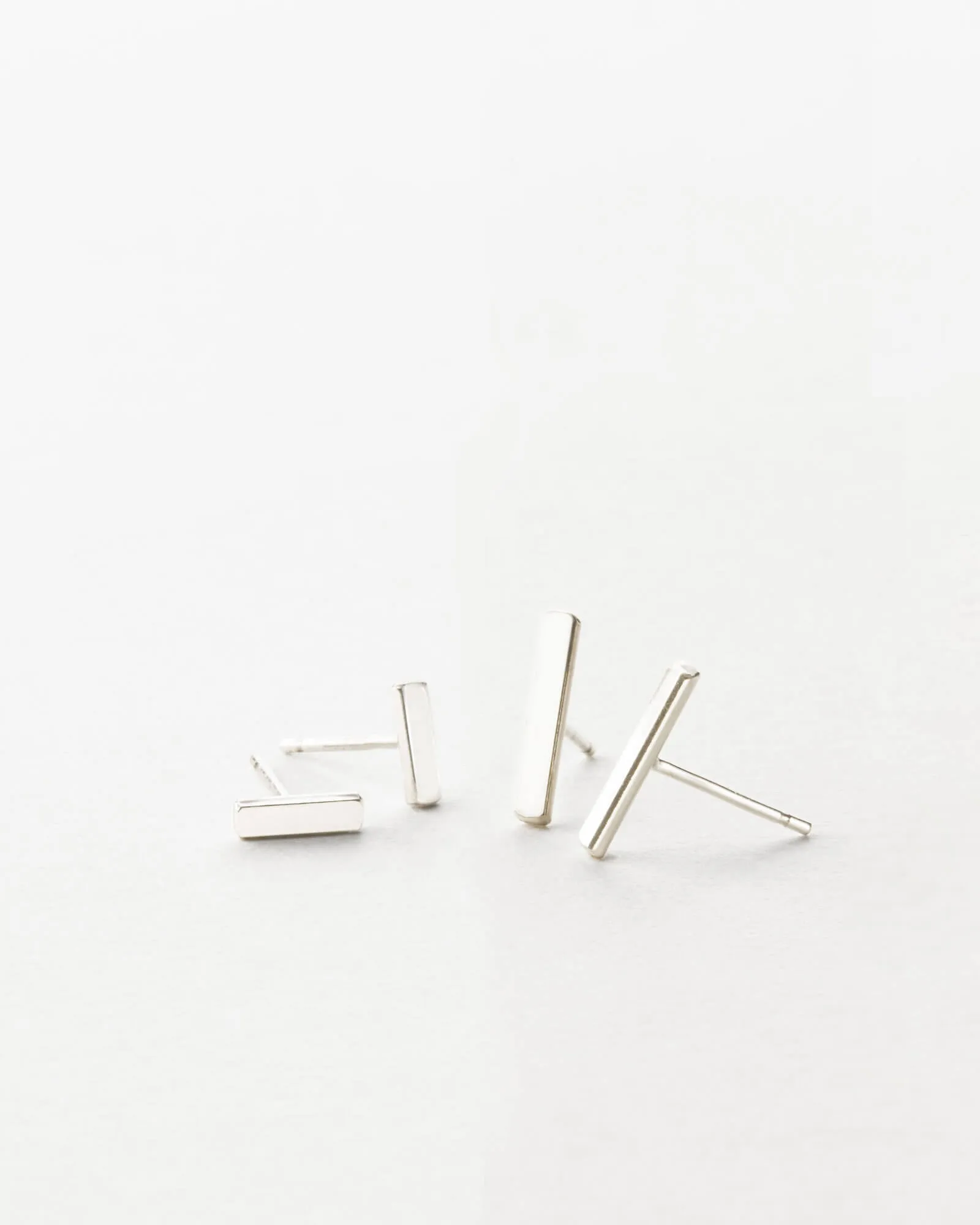 Flat Bar Studs Minimalist Touch Luxe Shine Up