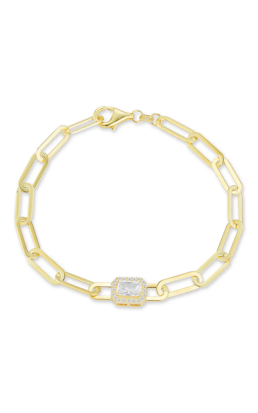 Recent Sight CZ Paperclip Link Bracelet