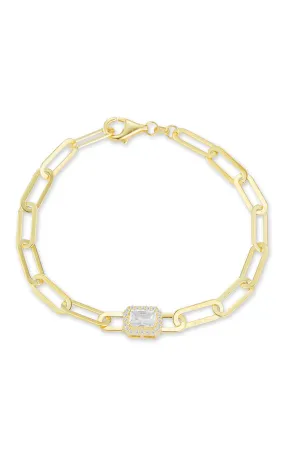 Recent Sight CZ Paperclip Link Bracelet