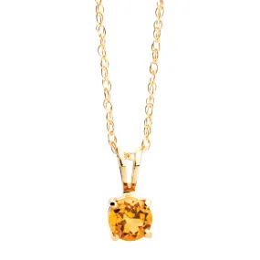 Bremer Jewelry 14K Yellow Gold Round Shape Citrine Solitaire Pendant with a 14K Yellow Gold Lariat Necklace (0.38ctw) Shine In Light
