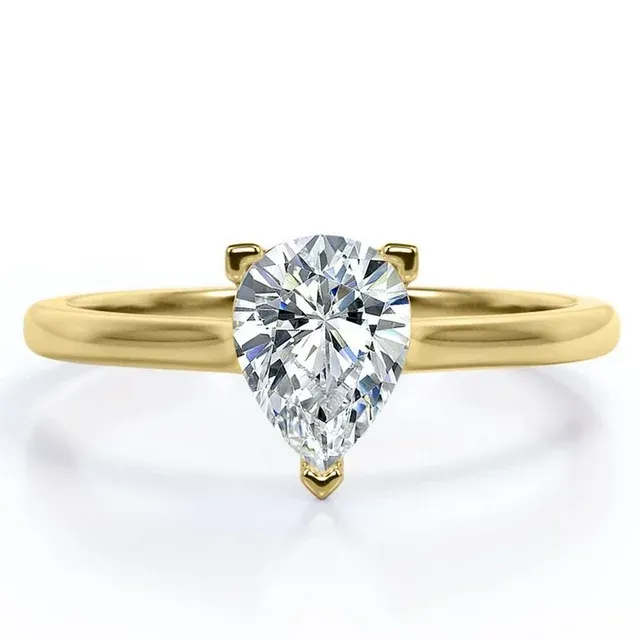 Shimmering Design Chic Glimmer Classic 1 Carat Pear Cut Moissanite Solitaire Engagement Ring