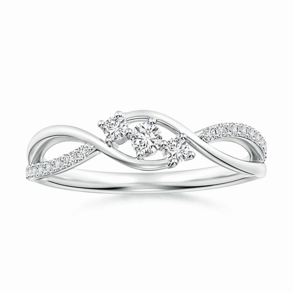 Infinity Twisted Band Three Stone Lab Grown Diamond Promise Ring Lifestyle Match Smooth Shine