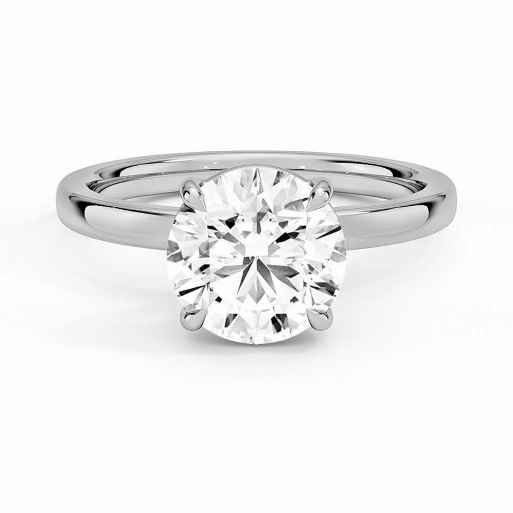 feminine grace Classic Round Solitaire Brilliant Moissanite Engagement Ring