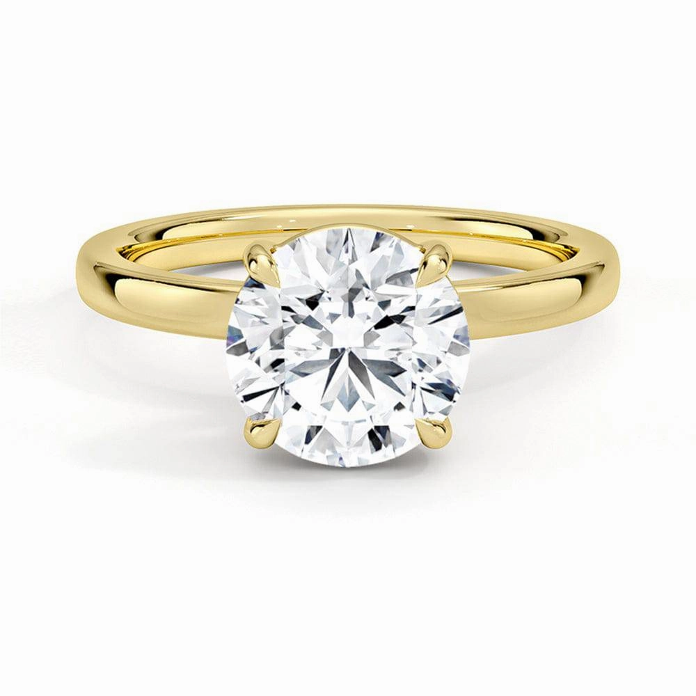 Classic Round Solitaire Brilliant Moissanite Engagement Ring Handcrafted Work Neat Spark