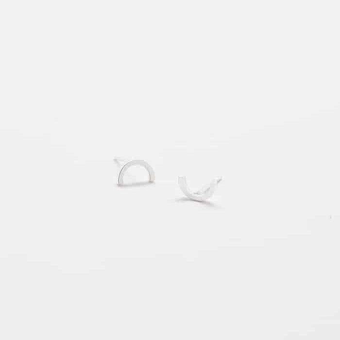 Bridesmaid Gift Silver Mini Arc Stud Earrings