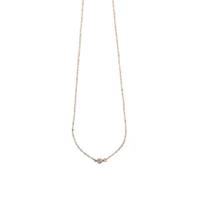 Dainty Necklace with Cubic Zirconia Connector Metallic Sheen Accessory