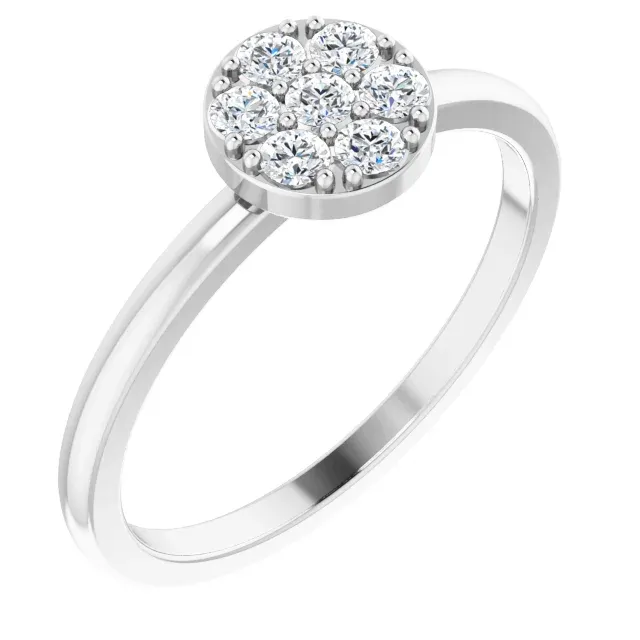 Platinum 1/5 CTW Diamond Stackable Cluster Ring Giftable Jewelry Artistic Sign