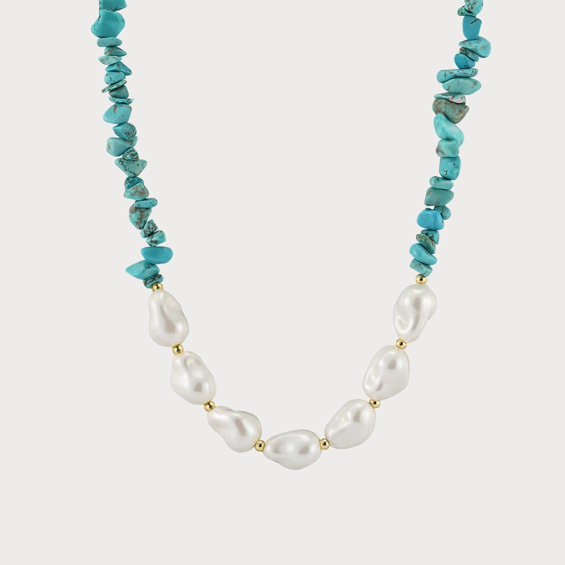 Baroque Pearl Turquoise Necklace Daily Fashion Close Focus