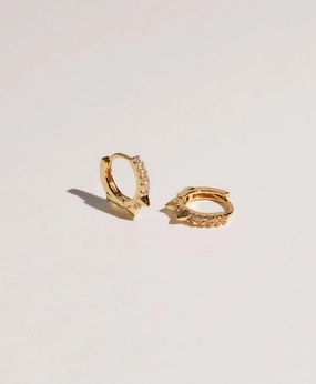 Glam Vibe Dainty Cone Spike Hoop Earrings with Zirconia Gems