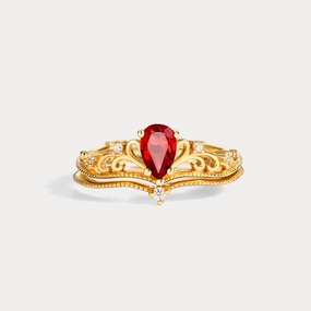 Opulent Gem Polished Element Garnet Crown Ring