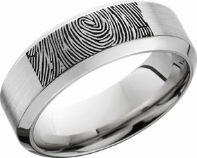 Cobalt chrome 8mm band with a laser-carved fingerprint Polished Contour Brunch Outfit