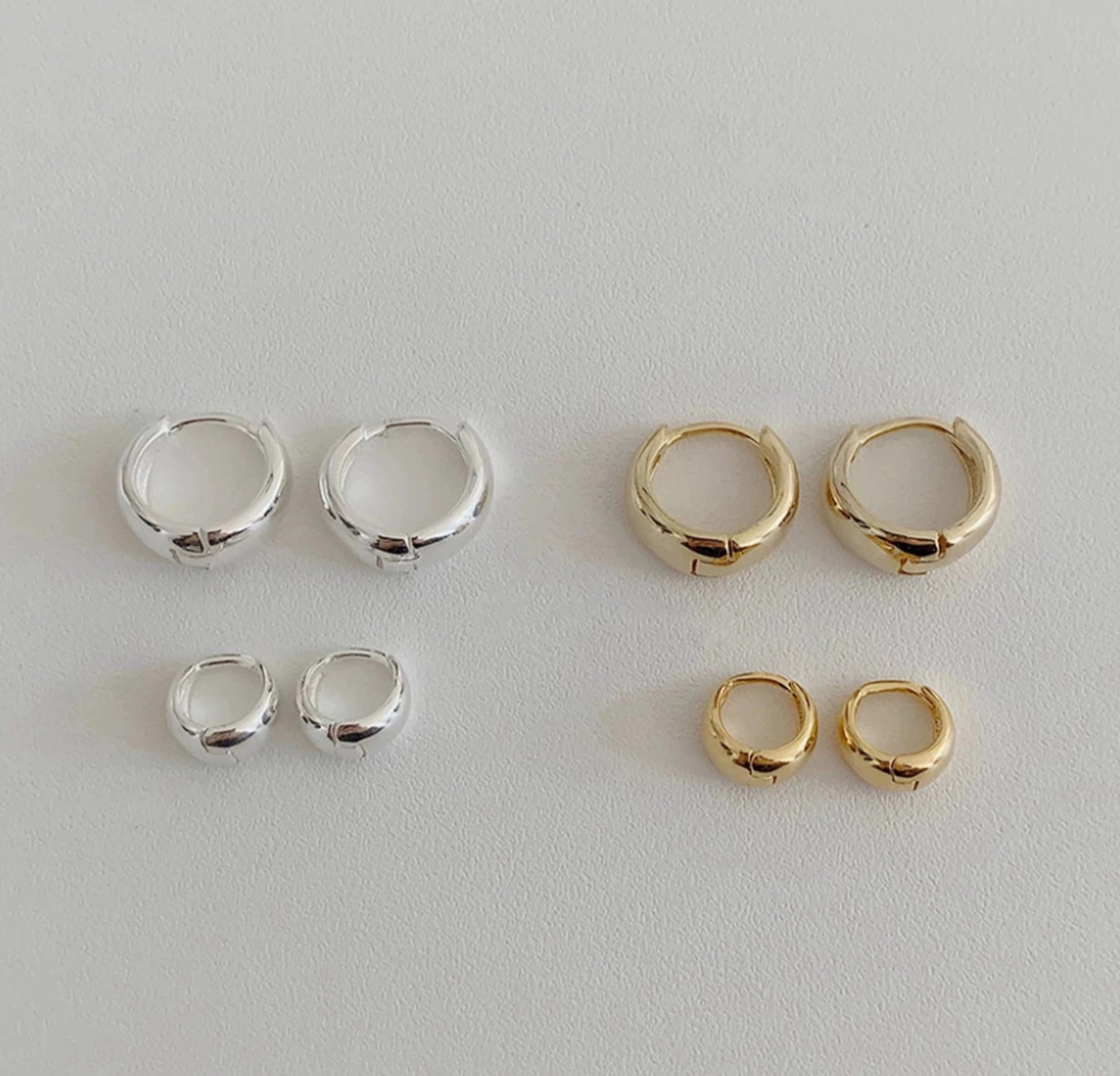 Dainty Puffed Hoop Earrings Gold/Silver Elegant Touch Pieces