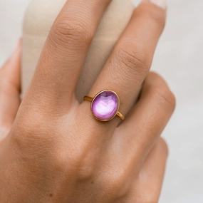 Statement Look Deep Lavender Statement Ring - Window to my Soul