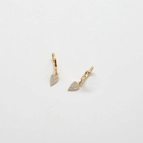 Dramatic Flare Modern Line Pav?? Heart Huggie Earrings