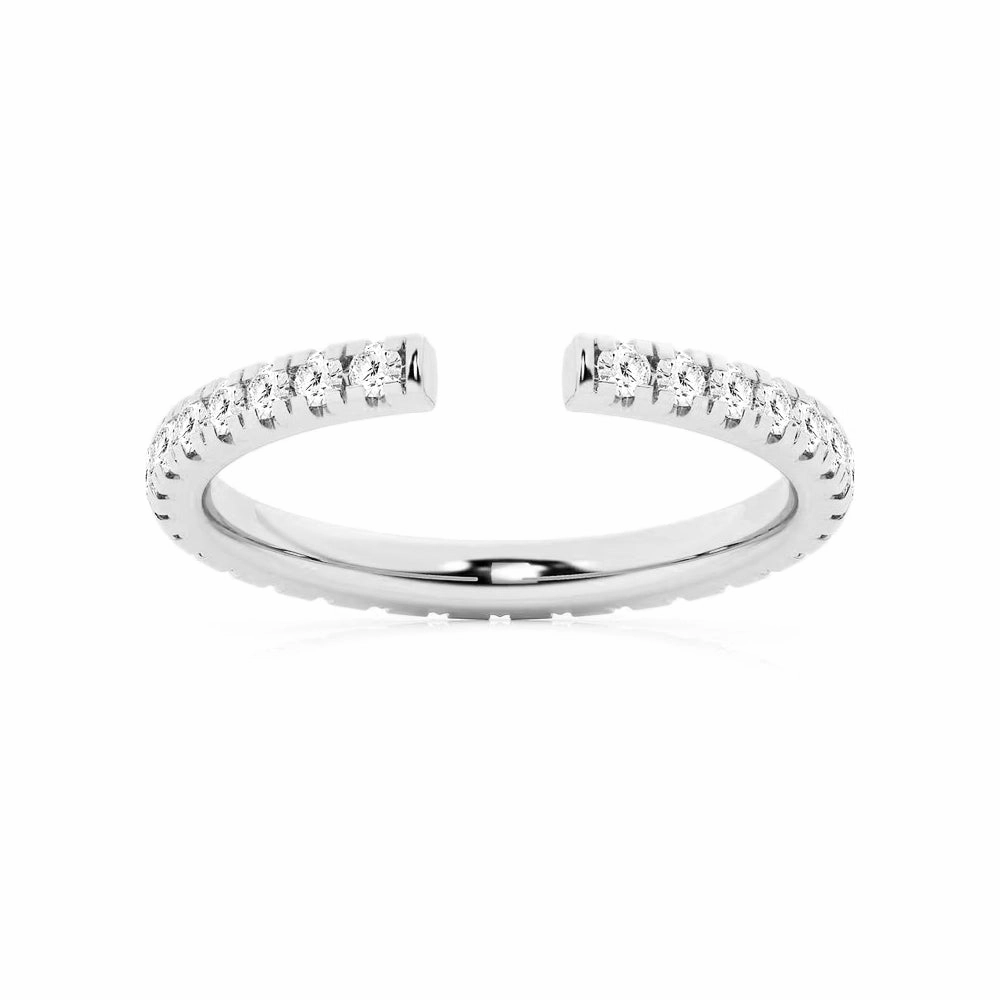 Shimmer Mood Impeccable Form Round Lab Grown Diamond French Pav?? Open Wedding Ring
