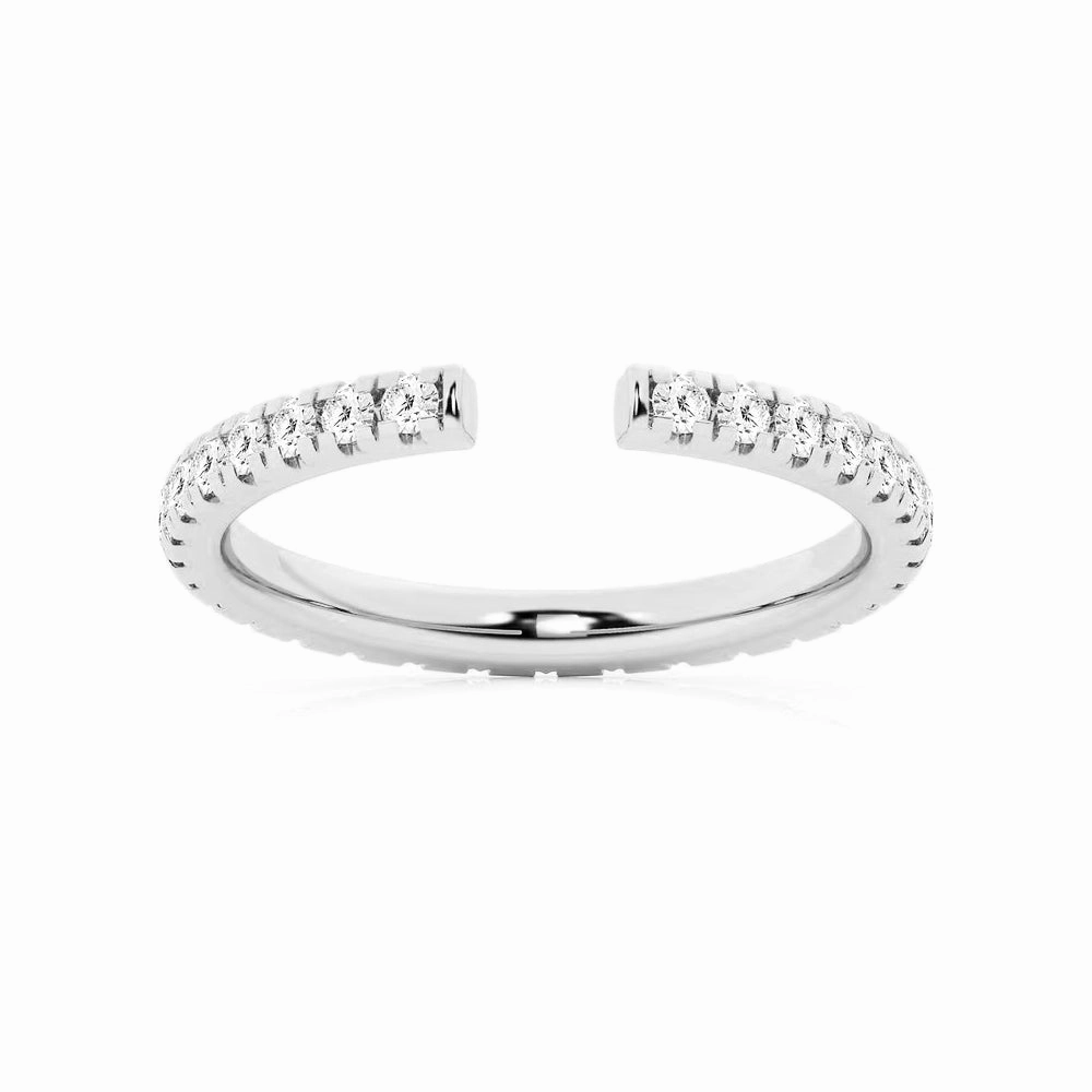 Round Lab Grown Diamond French Pav?? Open Wedding Ring Instant Edge