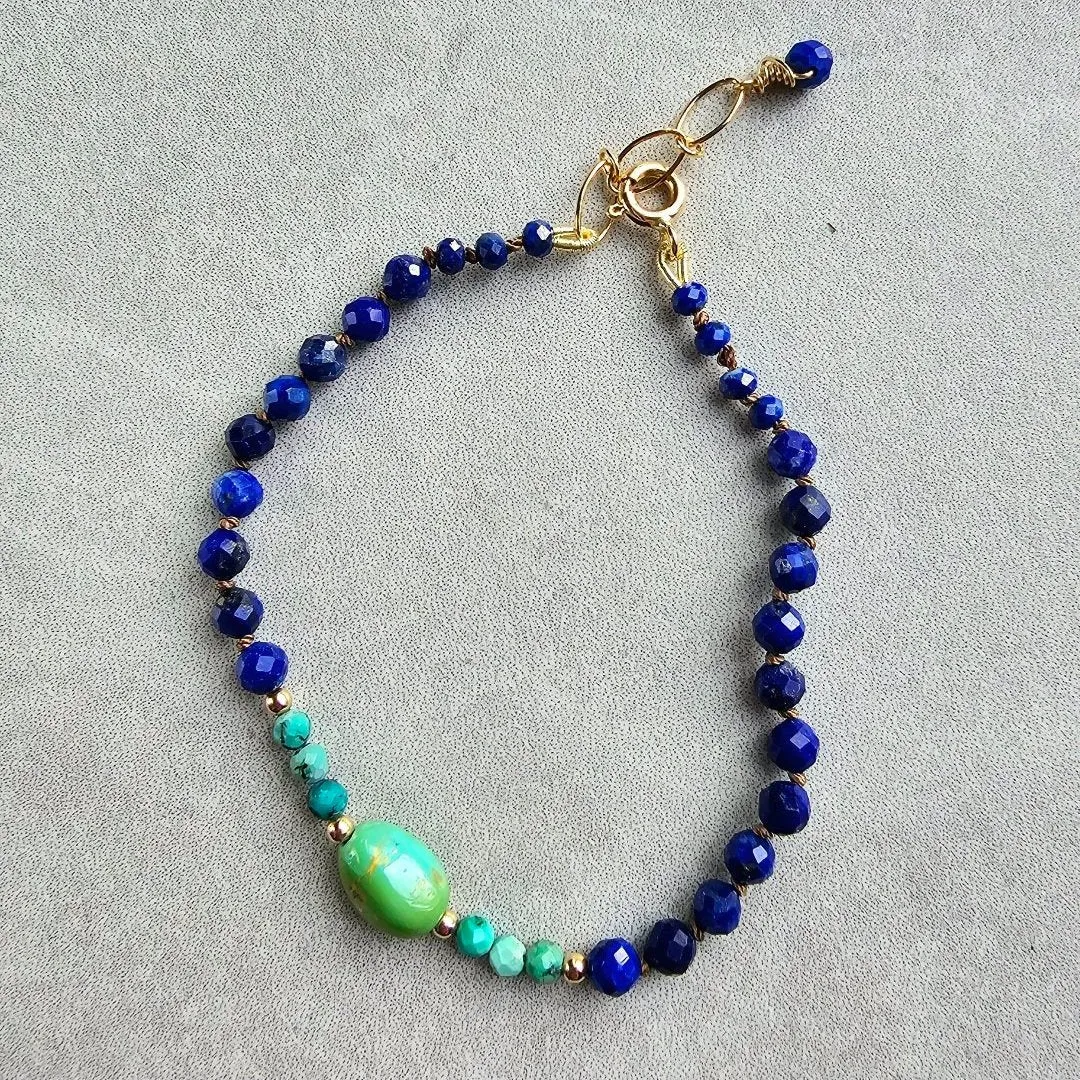Handcrafted Jewelry Finish Minimal Highlight Dani Bracelet - Lapis   Turquoise