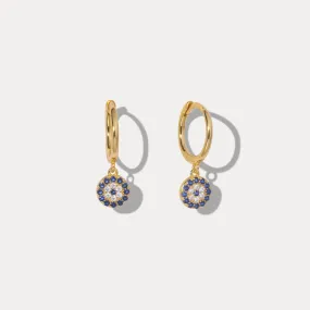 Sapphire Diamond Round Drop Hoops Earrings Daily Accent