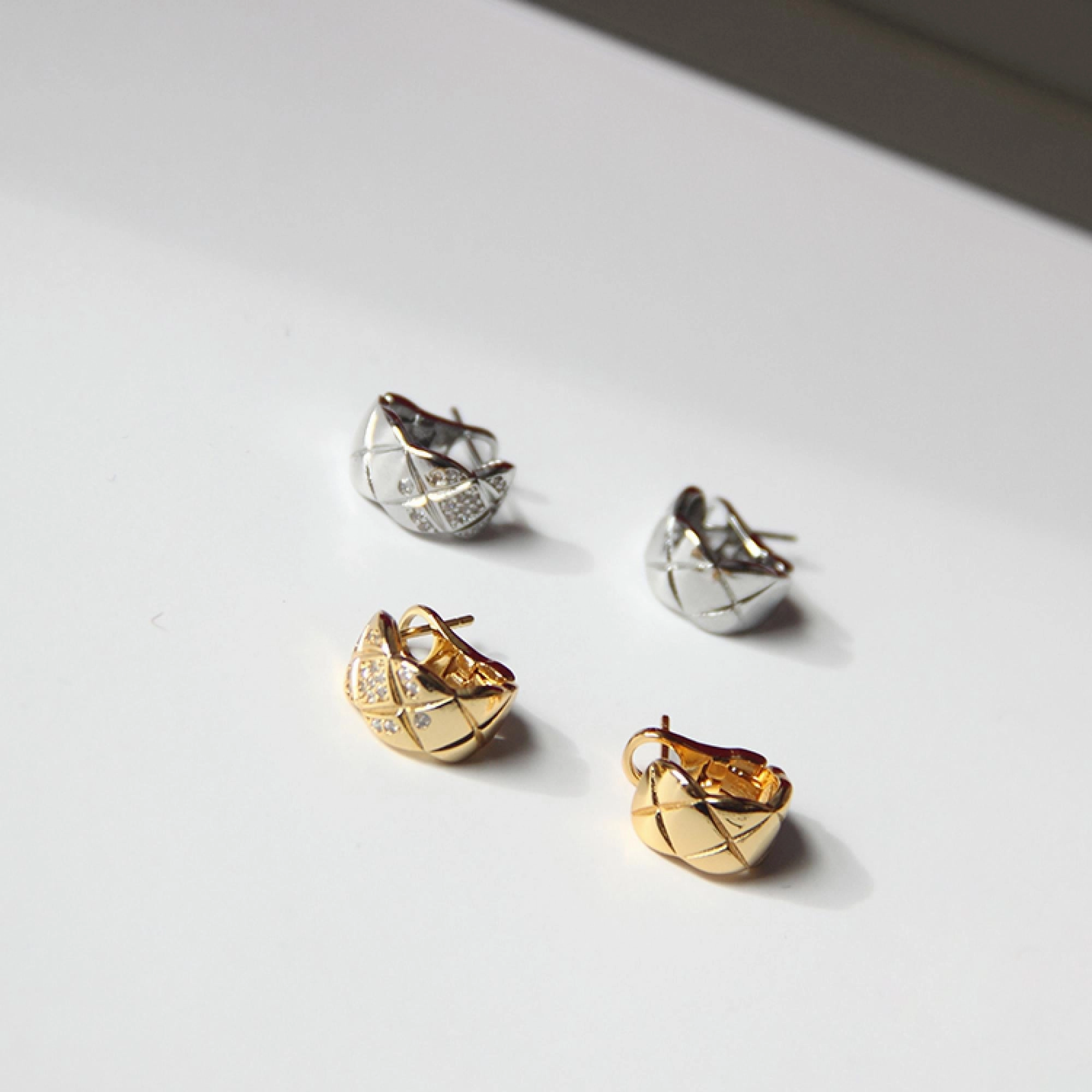 Formal Highlight Luminous Highlight Classic Quilted Hoop Earrings Plain or CZs