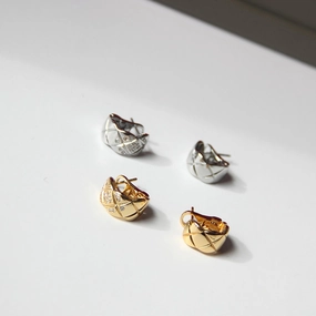 Formal Highlight Luminous Highlight Classic Quilted Hoop Earrings Plain or CZs