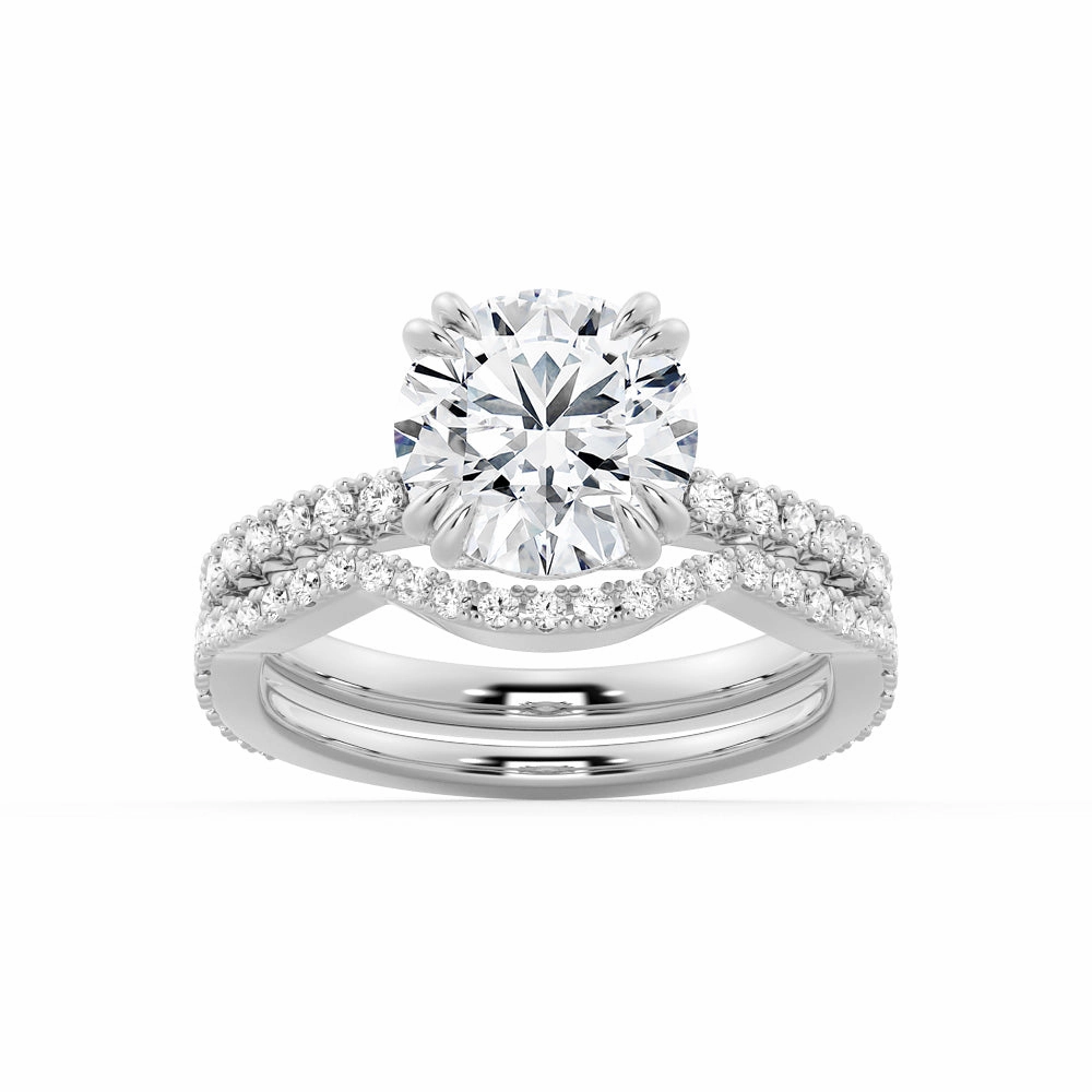 Solitaire Round Cut Engagement Ring Set With Matching Wedding Band Iconic Style Ethereal Mood