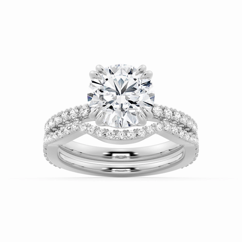 Solitaire Round Cut Engagement Ring Set With Matching Wedding Band Sparkling Craftwork Daily Accessories