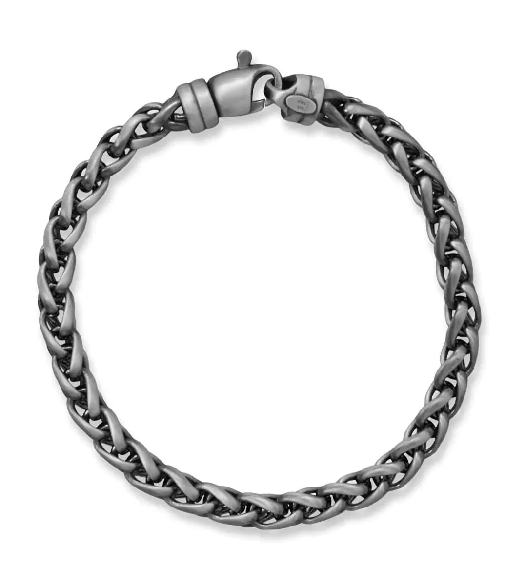 Mens Bracelet Brushed Wheat Chain Black Rhodium Charming Shine Urban Look