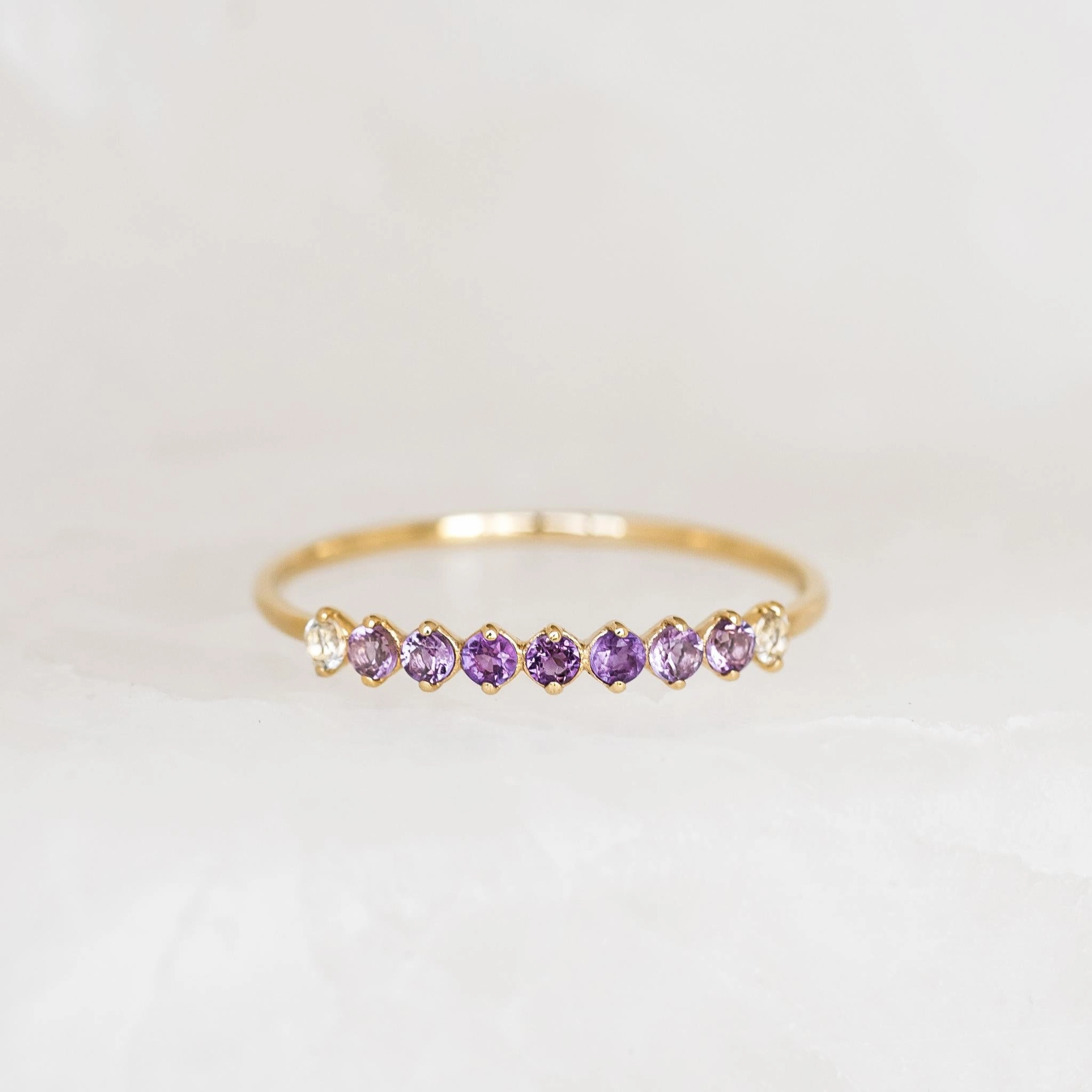 Distinctive Accent Timeless Craft February Birthstone Ring 14k Gold - Ombre Amethyst
