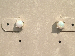 Lab Created Opal, Sterling Silver Small 4MM Stud Earrings Delicate appearance