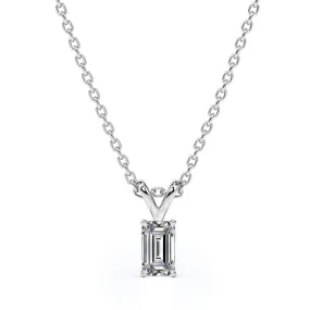 Romantic Date Dazzling 0.25 Carat Emerald Cut Diamond Pendant Necklace In 18K White Gold Plating Over Silver