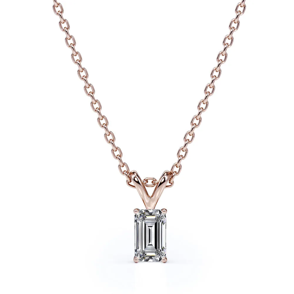 Subtle Shine All Ages Jewelry Dazzling 0.25 Carat Emerald Cut Diamond Pendant Necklace In 18K White Gold Plating Over Silver