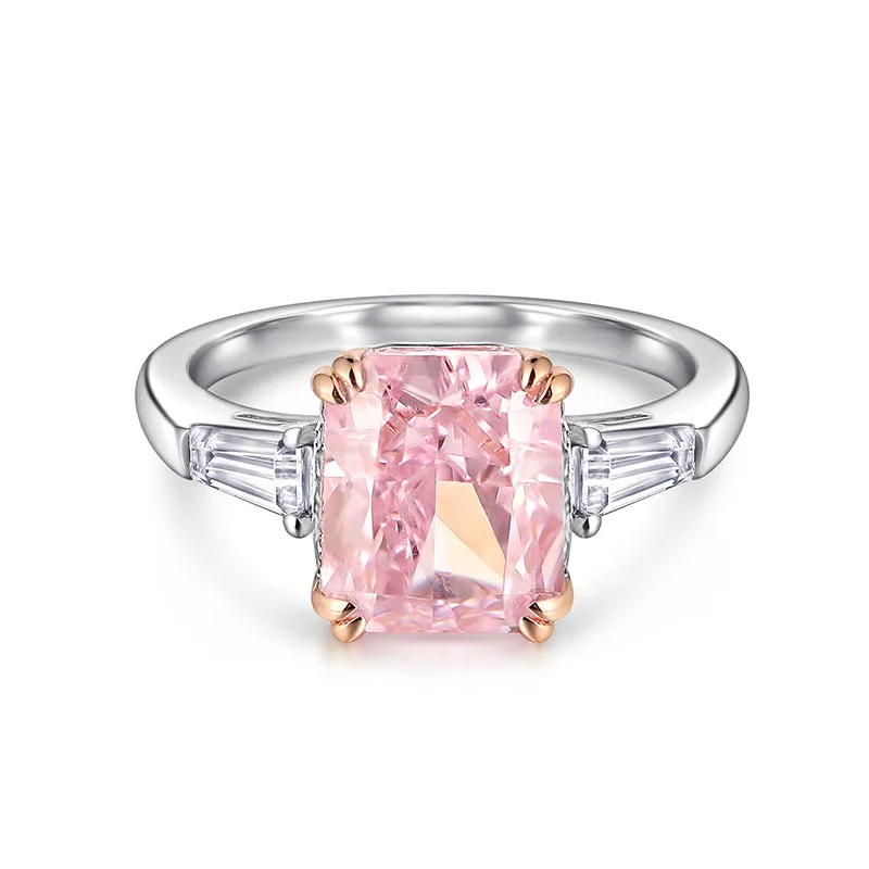 Pink Baguette Sterling Silver Ring Neutral Mood Natural Sparkle