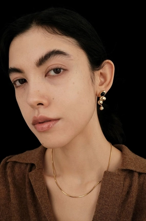 Timeless Shine Pieces High-Quality Piece Black Agate Beanie Drop Earrings Gold