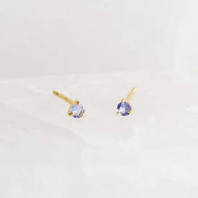 December Birthstone Stud Earrings 14k Gold - Tanzanite Refined Feature