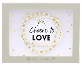 Dee Berkley 7 inch Bracelet in Yellow Gold Filled "Cheers To Love" Blessed Charm