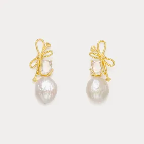Pearl Bow Earrings Delicate Piece Pure Feature