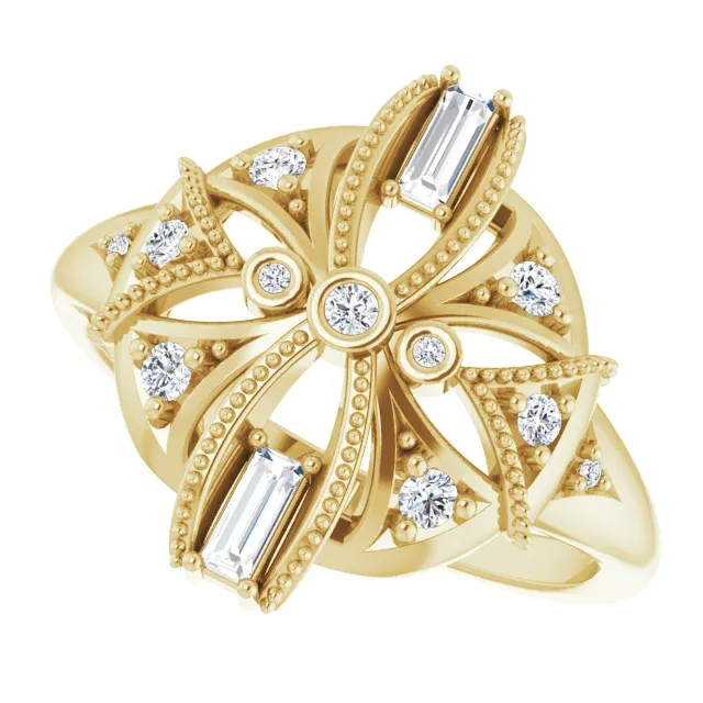 14K Yellow 1/4 CTW Diamond Vintage-Inspired Ring Traditional Gift Fashion Accessory