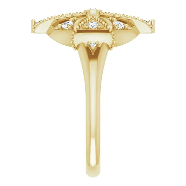 14K Yellow 1/4 CTW Diamond Vintage-Inspired Ring Traditional Art