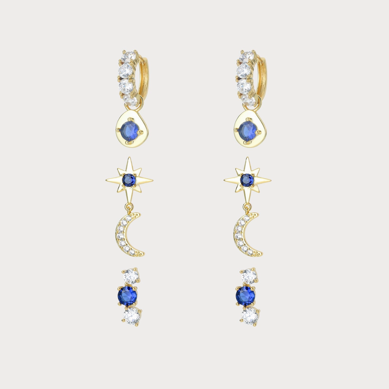 Opulent Embellishment Moon and Star Earring Sets